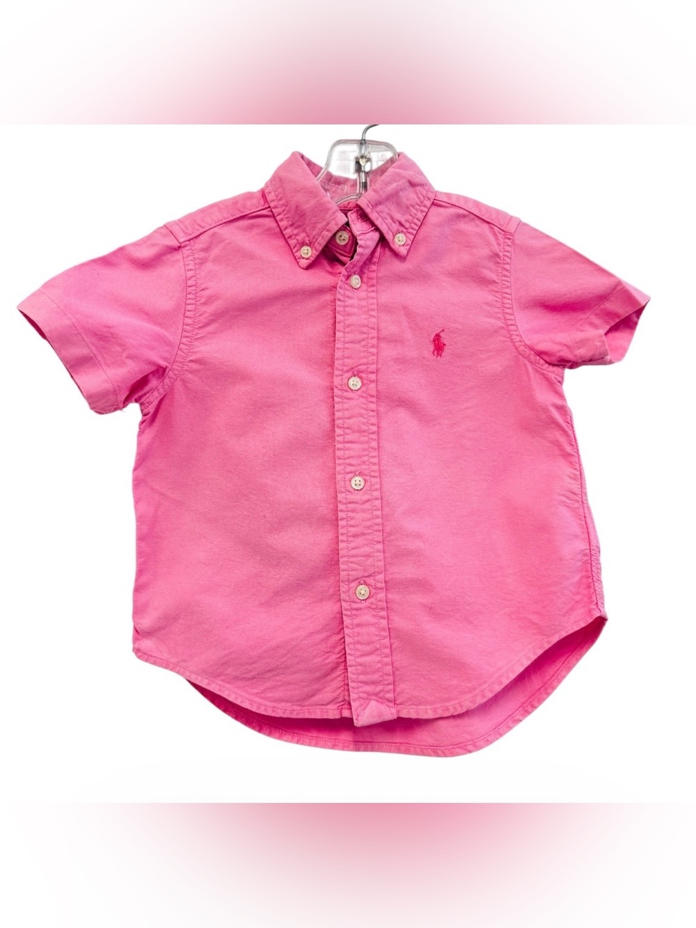 Ralph Lauren Hot Pink Short-Sleeve Button-Down Shirt Girls Size 2/2T